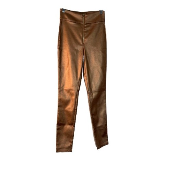 SHEIN Pants - SHEIN Metallic High Waist Stretch Bodycon Skinny Pants Copper XS